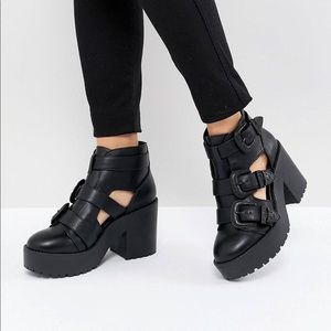ASOS DESIGN Ester Chunky Western Cut Out Boots